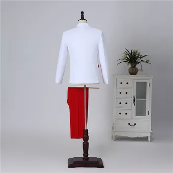Korejiešu Stilā Vīriešiem Sarkana Līmēšana Skatuves Tērpi Modes Jūra Vīriešu Kārtas Dziedātājs Uzņēmēja Sniegumu Skatēs Uzvalks Kāzām Līgavainis Uzstādīt Kleita