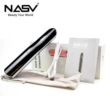 NASV Bezvadu USB Matu Iztaisnošanas Suka Uzlādējams Akumulators LCD, Portatīvo Elektrisko Taisni MINI Matu Ķemme Veidošanas līdzekļi
