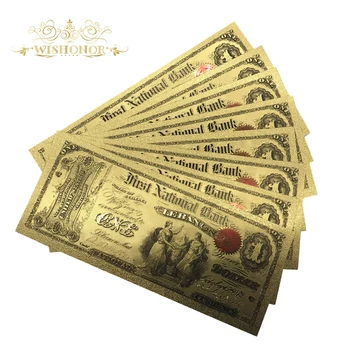 10pcs/daudz Krāsu ASV Zelta Banknotes 1 Dolāra Banknotes 24k Zeltu 1875 Gadā ir Viltotas Naudas Iekasēšanas
