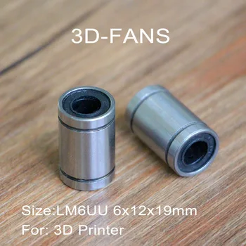 10pcs/daudz LM6UU/LB6UU Lineāro Gultņu 6x12x19 mm 6 mm Kalibra Standarta lineārie gultņi 3D Printeri