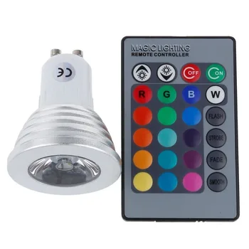10Pcs GU10 4W RGB Top LED Spuldzes Spot Light 16 Krāsu Mainās LED Spuldze ar 24 Atslēgu IS Tālvadības pults forPart Apdare