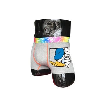 (2 gabals/komplekts)seestern Donald Duck vīriešu apakšveļa bokseris hip hop smieklīgi cute karikatūra apakšbikses krāsainu lenti pusgarās sporta bikses-bokseršortus