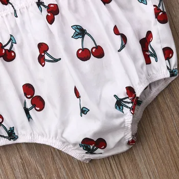 2019 Jaunas 2gab Baby Girl Savirmot Ķiršu Raibs Romper Galvu Sunsuit Tērpiem Vasaras Jaundzimušo Bērnu Apģērbu Komplekts