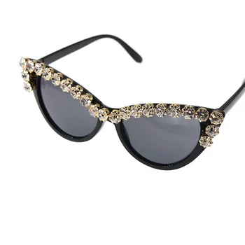 2020 Augstas Kvalitātes Saulesbrilles Sieviešu Luksusa Rhinestone Retro Slīpums Saules Brilles Vintage Lielgabarīta Sieviešu Brilles