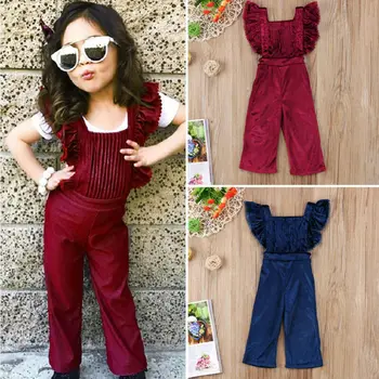 2020 New Baby Toddler Meitenes Apģērbu Jauki Savirmot Backless Bikses, kombinezoni ar Krūšdaļu Romper Jumpsuit Brusas Apkakles Apģērbs-Drēbes 0-6T