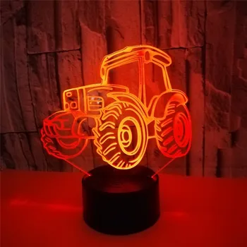 3D nakts Gaisma Traktoru Formas USB Maksas Touch Lampas Slēdzis 7 Krāsains Bērniem Nakts Gaisma Karstā Piliens Kuģa Jaunums Dāvanas