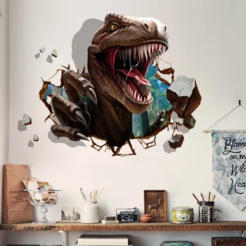 3D Spilgts Dzīvnieku Dinozauru Sienas Uzlīmes Bērnu Istabas Guļamistabas, viesistaba, Mājas Dekoru, Sienas DIY Vinila Jurassic Periodā, Mākslas Plakātu Decal