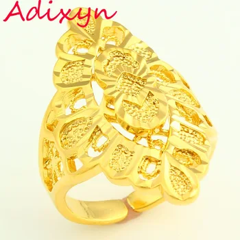 Adixyn Resizable Zelta Krāsas Gredzeni Sievietēm, Kāzu Rotas, Regulējams izmērs Pirksta Gredzenu Indija/Etiopijas/Āfrikas/Nigērijas/Kenija Priekšmeti