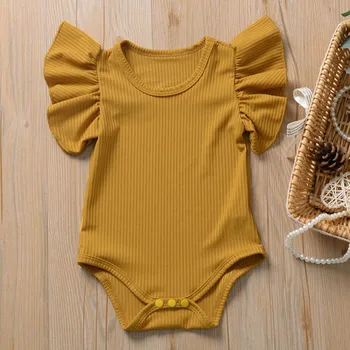 AmyaBaby Baby Girl Onesie vienkrāsainu Vasaras Zīdaiņu Drēbes Jaundzimušo Bērnu Jumpsuit 1. Dzimšanas diena Princess Tērpi Bodysuits