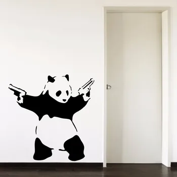 Banksy Panda, Pandamonium Dzīvojamā Istaba Guļamistaba Gaitenis Portrets Mājas Logu Decal Noņemamas Vinila Sienas Mākslas Decal Uzlīmes B058