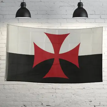 Bruņiniekiem kariem karogu, 3*5ft Viduslaiku Krustneši karogi un baneri, Sarkanā Krusta Kara karogi divas sprādzes