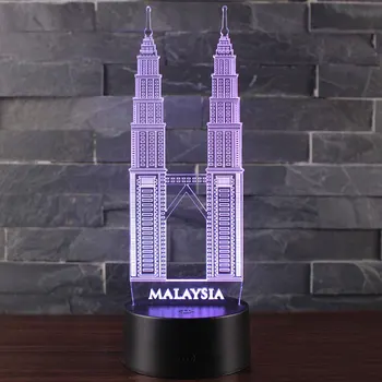 Burj Dubai tēma 3D Lampas LED nakts apgaismojums 7 Krāsas Maiņa Pieskarieties Garastāvokļa Lampa Ziemassvētku dāvanu Dropshippping