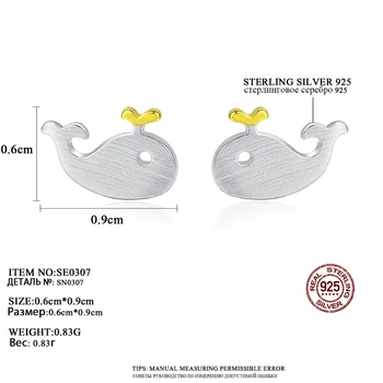CZCITY Minimālisma Suku 925 Sterling Sudraba auskariem Sievietēm Gudrs Delfīnu Dzīvnieku Modes Dizaina Pastu Auskars Smalkas Rotaslietas