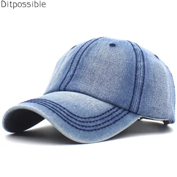 Ditpossible mazgātas kokvilnas beisbola cepurītes vīriešiem sieviešu vasaras āra casquette džinsi blue caps snapback cepure