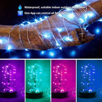 DIY USB LED String Light Bluetooth App Kontroles String Gaismas Lampa Ūdensizturīgs Āra Pasaku Gaismas Ziemassvētku Eglīte Apdares Lampas