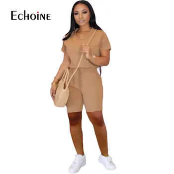 Echoine Vasaras Mīkstu auduma divi gabali komplekts sievietēm, sporta tērps, top īsās bikses materiāls sporta uzstādītu treniņa apģērbu tracksuit apģērbs