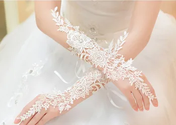 Elegants Sieviešu Mežģīņu kāzu Cimdi Fingeless Elkoņu Garš Līgavas Fingerless Cimdi, Mežģīņu Kāzu Aksesuāri 2019