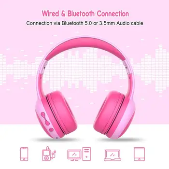 Gorsun Bluetooth Bērni Austiņas ar 85dB Ierobežotā tilpumā, Bezvadu Bluetooth Austiņas, Salokāma Stereo Pār-Auss Bērni austiņas