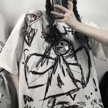 Gothic Vintage Preppy T Krekls, Sieviešu Apģērbs, T-kreklu apdruka, Drēbes, Streetwear Harajuku High Street Topi 2021. Gada Vasarā Jaunu Tshirt