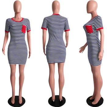HAOYUAN Gadījuma Neona Svītrainām Plus Lieluma T Krekls, Kleita Sievietēm 2020. Gadam, Modes Apģērbu Rudenī Vestidos Īsām Piedurknēm Bodycon Mini Kleitas