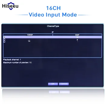 Hiseeu H. 265 Video Novērošanas VRR Recorder 8CH 16CH 5MP 4MP 2MP Izejas Kustības Atklāt ONVIF Ieraksti IP Kameras Metāla Gadījumā