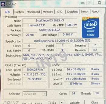 Intel Xeon CPU E5-2695V3 QS versija 2.3 GHz 14 Serdeņi 35M 120W LGA2011-3 E5-2695 V3 procesors E5 2695V3 bezmaksas piegāde E5 2695 V3