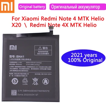 Ir 2021. gados Xiaomi Oriģinālo Akumulatoru BN41 4100mAh par Xiaomi Redmi 4. Piezīme MTK Helio X20 Redmi Piezīme 4X MTK Helio X20 Bateria