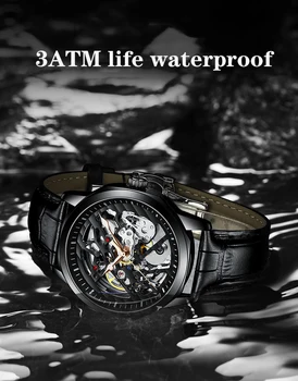Jauni pulksteņi vīriešu pulksteņi augstas klases zīmolu vīriešu mehāniskās rokas pulksteņi automātiskā ūdensizturīgs ādas pulksteņi