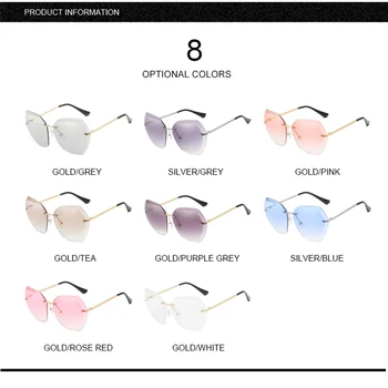 Jaunā Luksusa Modes Slīpumu, Saulesbrilles Sieviešu 2020. Gadam Retro Kvadrātveida Metāla Rāmis bez apmales Brilles Zīmola Dizainere UV400