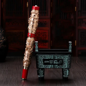 Jinhao Dubultā Pūķis / Čūska Vintage Grezns Fountain Pen / Pildspalvu Turētājs Pilnībā Metāla Griešanai Ar Spiešanu Smago Dāvanu Pildspalvu Kolekcija