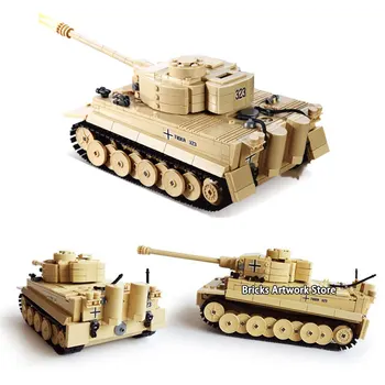 KAZI 82011 Militārā Bruņu Kara Ratu vācu Bruņu Spēkā Tiger Tanku Karavīri Skaitļi Izglītības Celtniecības Bloki, Rotaļlietas Bērniem