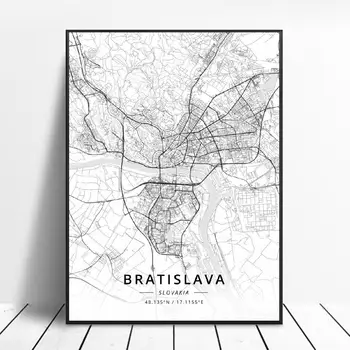 Kosice Bratislava Slovākijā Audekls Mākslas Karti Plakāts