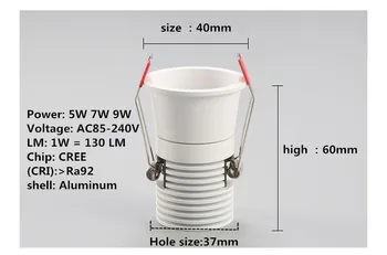 LED griestu COB Downlight Aptumšojami ac110-240V 5W 7w 9W Padziļinājumā Led griestu lampas Vietas, Spuldzes, Iekštelpu Apgaismojums
