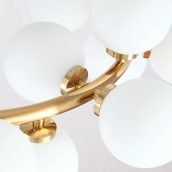 Magic bean karājas lustra Nordic Multi-head stikla bumbu apdare, led gaismas, guļamistaba, dzīvojamā istaba Zelta dekori Lampas piederumi