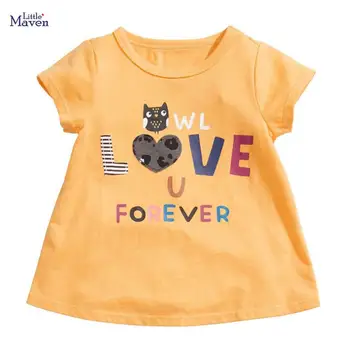 Maz maven bērniem 2020. gada vasarā jauni bērnu meiteņu drēbes vēstuli, drukas firmas kokvilnas t krekls ar īsām piedurknēm meitene t-veida topi 51681