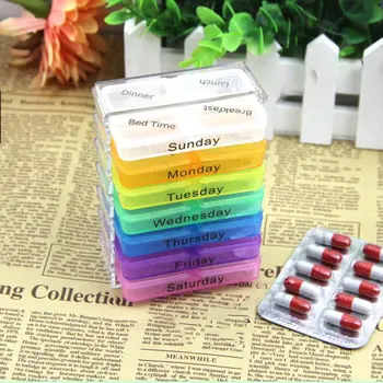 Mazo Pill Box Portatīvo Vienu Nedēļu Noslēgtā Medicīna Box 7-Slāņa Locīšanas Nelielu Pill Box Medikamentu Uzglabāšanas Tablešu Konteiners