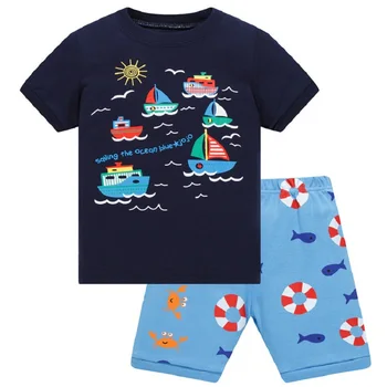 Mazumtirdzniecības! Pavisam Vasarā Bērnu Zēniem Vaļu Drukāt Pidžamas Ar Īsām Piedurknēm Uzstādīt Karikatūra Pijamas Sleepwear Toddler Pidžamas Apģērbi