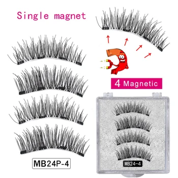 MB Jaunu 2 Pāri 4 magnēti un Magnētiskie skropstas ar roku 3D false lashes dabisko Ūdeļu skropstu faux cils magnetique Taisnstūra