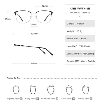 MERRYS DIZAINA Sievietes Lasīšanas Brilles Anti Zilā Gaisma Pretbloķēšanas CR-39 Sveķu Asfēriskie Brilles, Lēcas +1.00 +1.50 +2.00 S2019FLH