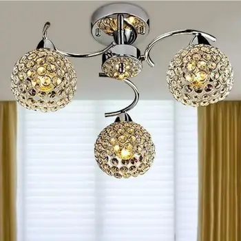 Moderna trīs gaismas avoti, kristāla lustras led lampas dzīvojamā istabā E14 spuldze lustras apgaismojums led spīdumu apgaismojums kulons