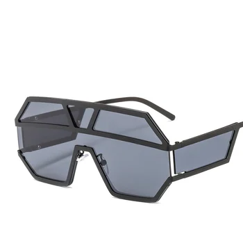 Modes Luksusa Izmēģinājuma Saulesbrilles Sieviešu Zīmola Dizainere Ģeometriskiem Rakstiem Metāla Unisex Lielgabarīta Saulesbrilles Slīpums Lēcu Cool