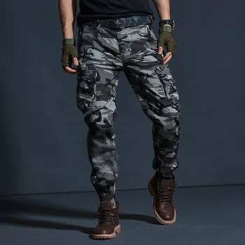 Modes Streetwear Vīriešu Džinsi Liela Kabatas Ikdienas Kravu Bikses Mīkstais Apakšā Maskēties Militārās Bikses Hip Hop Joggers Bikses Vīriešiem