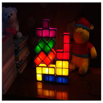 Mūsdienu Tetris LED Krāsains Sapulcējušies Bērnu DIY Radošo NightLight Ziemassvētku un Dzimšanas dienas Dāvana Darbvirsmas Apdare, Rotaļu Lampas