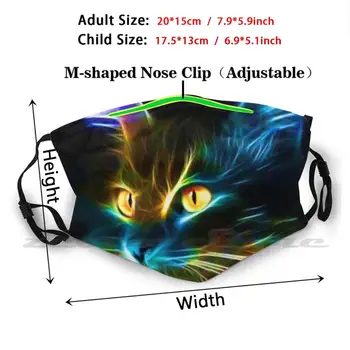 Neona Cat T-Krekls Un Aksesuāri Maskas Audums Atkārtoti Izdrukāt Filtrs Mazgājams Kaķis Kaķēns Pet Sevis Kopšana