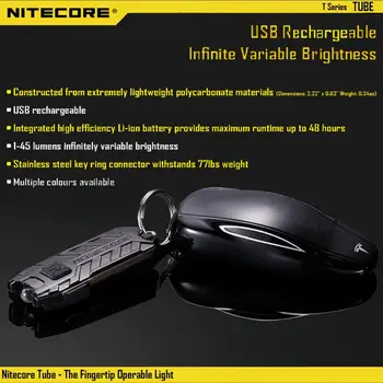 NITECORE Caurules Pārnēsājams Gaismas Micro-USB Lādējamu EDC Kabatas Lukturīti Ūdensizturīgs Mini Izmēra, Viegls svars, 10 Krāsains Galvenie Lukturi