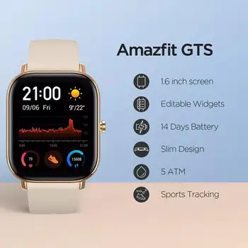 Oficiālais Amazfit GTS Smart Skatīties 5ATM Globālo Versiju, Ūdensizturīgs Peldēšana Smartwatch 14 Dienas Akumulatora Mūzikas Kontroli par Android