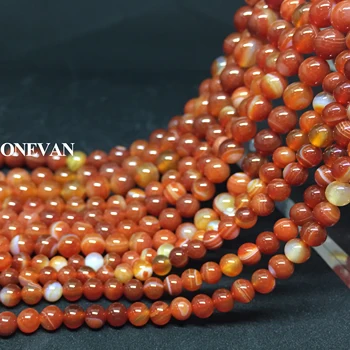 ONEVAN Red Onyx Agate Pērlītes 6-10mm Gluda Zaudēt Apaļa Akmens Aproce, Kaklarota, Rotaslietu izgatavošana Diy Piederumi Dāvanu Dizains