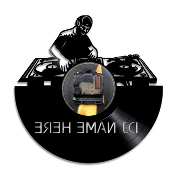 Pasūtījuma Sienas Pulkstenis Personalizētu DJ Sienas Pulkstenis uz to, lai DJ Vinila Ieraksts Pulksteņa Nakts Klubs Sienas Mākslas Dekoru, Dāvanu Mūzikas Mīļotājiem