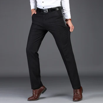 Plus Zise 42 44 46 Vīriešu Uzvalku Bikses Klasiskā Stilā, Melno Biznesu Gadījuma Taisni Stretch Kleita, Bikses Vīriešu Zīmolu Bikses