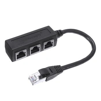 Portatīvo 1 Vīriešu un 3 Sieviešu Port RJ45 Interneta Ethernet Kabeļa Adapteris Sadalītāja LAN Tīkla Paplašinātājs Vadu Savienotājs Piederumi